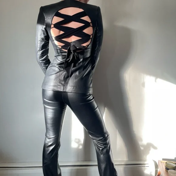 ASOS MATCHING PLEATHER SUIT - Picture 3 of 3